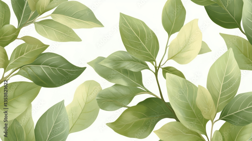 Obraz premium Leaf Pattern in Shades of Green for Nature Inspired Designs