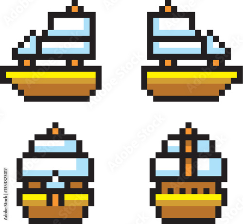 レトロゲーム風ドット絵　船
