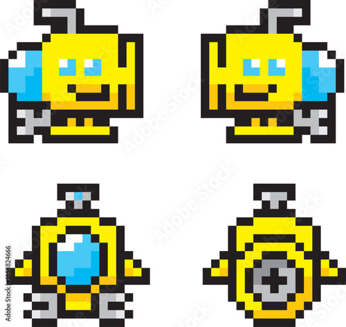 レトロゲーム風ドット絵　潜水艦
