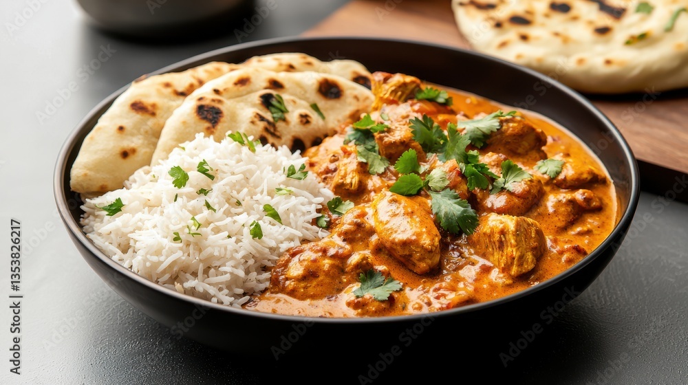 Bowl of Delicious Rice Accompanied by Fresh Bread for a Tasty Meal Bowl of Delicious Rice Accompanied by Fresh Bread for a Tasty Meal