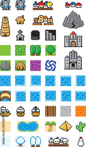 RPG風ドット絵　フィールドマップ用パーツ
