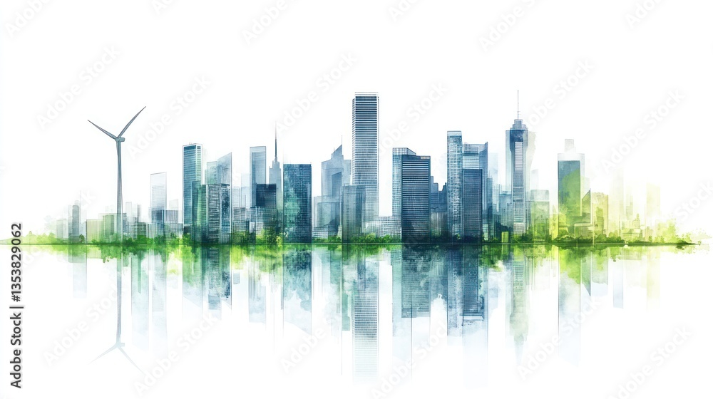 Eco-Friendly Cityscape Reflection Eco-Friendly Cityscape Reflection