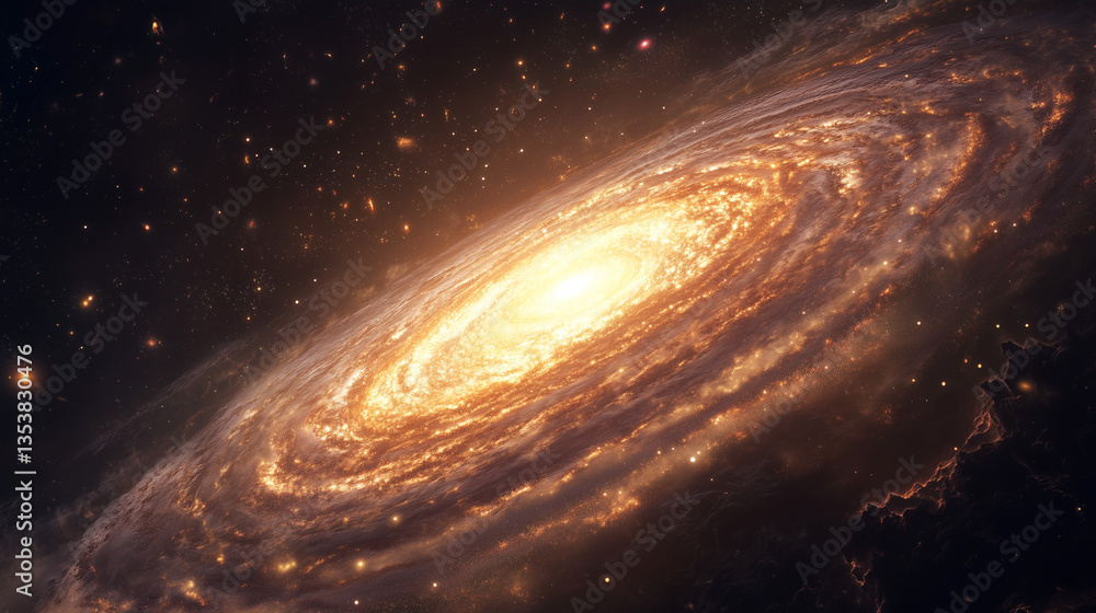 Fototapeta premium Spectacular spiral galaxy with luminous core and stellar arms