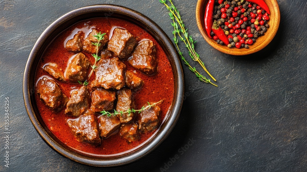 Mouthwatering Beef Stew in Rich Sauce with Herbs and Spices Mouthwatering Beef Stew in Rich Sauce with Herbs and Spices