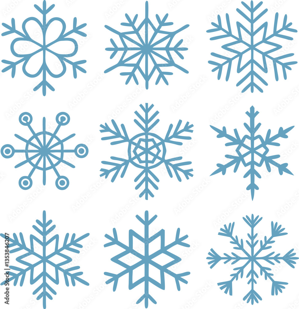 Snowflake different icons. Vector illustrator Snowflake different icons. Vector illustrator