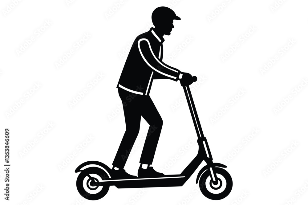 Man riding a scooter silhouette vector Man riding a scooter silhouette vector