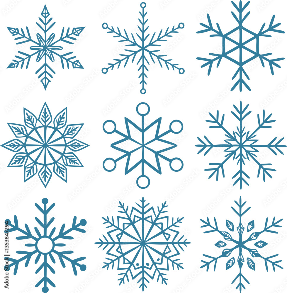 Snowflake different icons. Vector illustrator Snowflake different icons. Vector illustrator