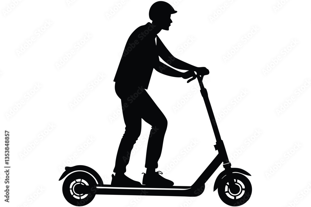 Man riding Scooter Silhouette Man riding Scooter Silhouette