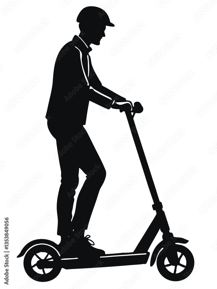 Man riding Scooter Silhouette Man riding Scooter Silhouette