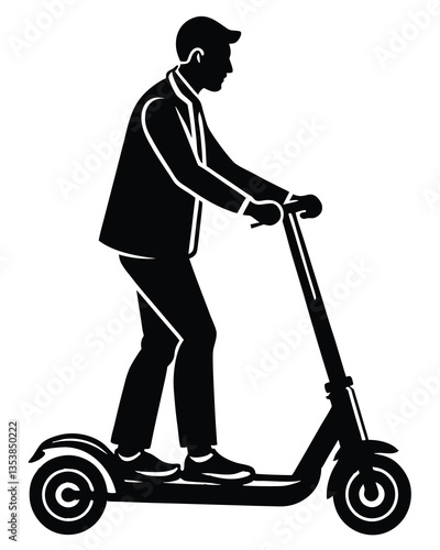 silhouette Man riding a scooter vector