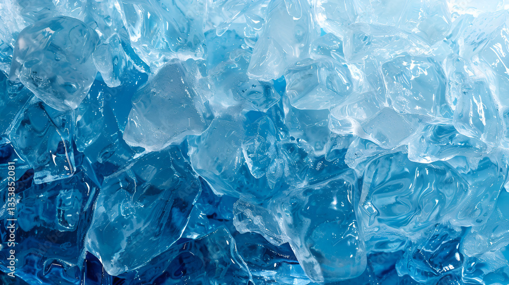 A melting ice cube with water droplets forming around it. The cube should have detailed textures and reflections, emphasizing its transformation over time, Generative AI A melting ice cube with water droplets forming around it. The cube should have detailed textures and reflections, emphasizing its transformation over time, Generative AI