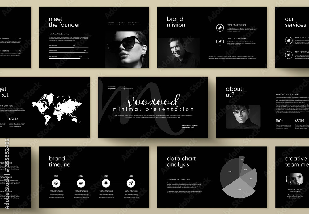 Elegant Black And White Minimalist Business Presentation Template ...