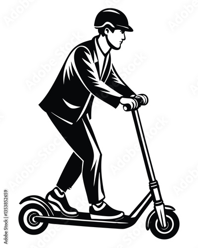 Man riding a scooter silhouette