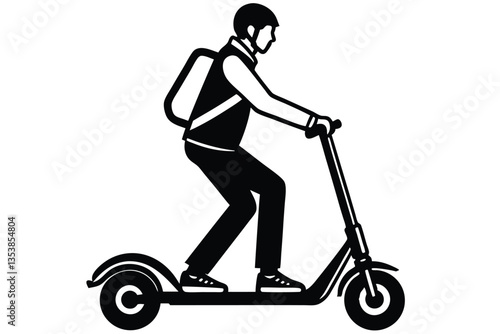 man riding scooter vector silhouette