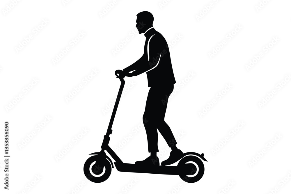 man riding scooter vector silhouette man riding scooter vector silhouette