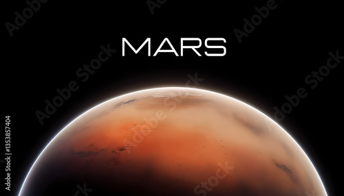 The planet mars illuminated against dark space