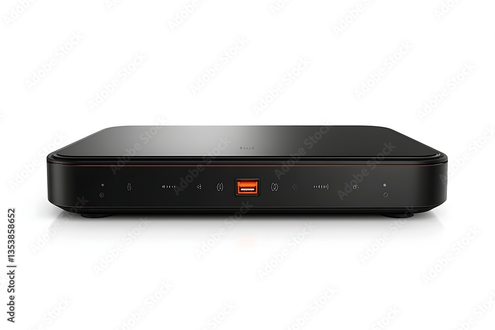 Modern black router on white background Modern black router on white background