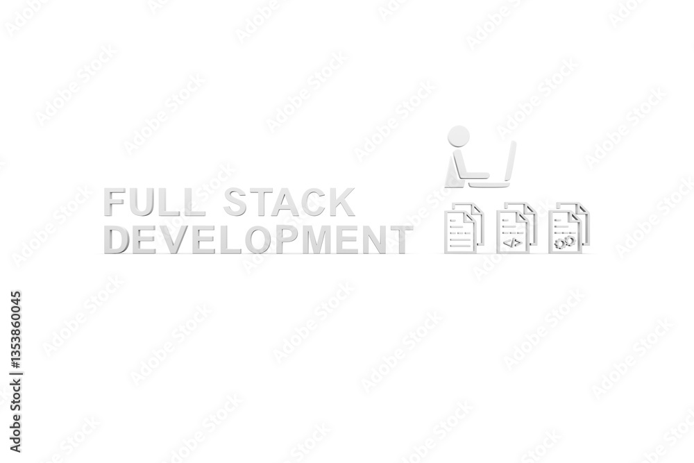 Fototapeta premium FULL STACK DEVELOPMENT concept white background 3d render illustration