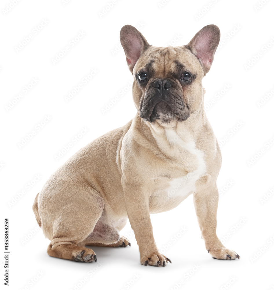 Adorable French bulldog dog sitting on white background Adorable French bulldog dog sitting on white background