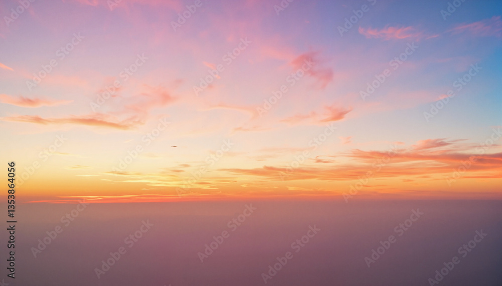 Serene sunset sky with pastel colors and wispy clouds Serene sunset sky with pastel colors and wispy clouds