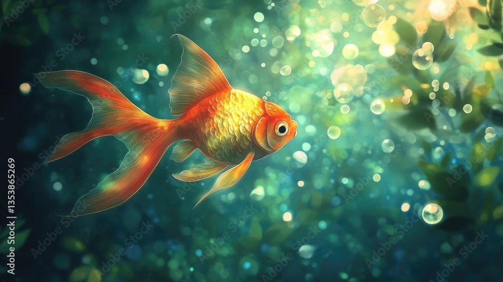 Naklejka premium there are many goldfish swimming in the water with a lot of fish, floating goldfish