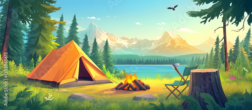camping in the forest