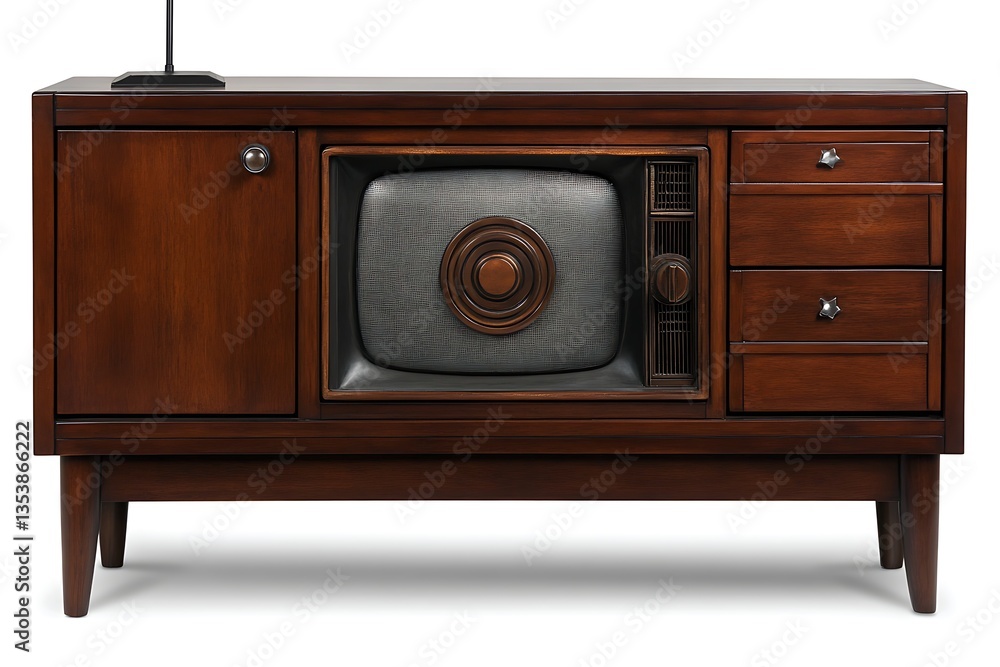 Obraz premium Classic TV set cabinet. Retro style home entertainment center. Home decor
