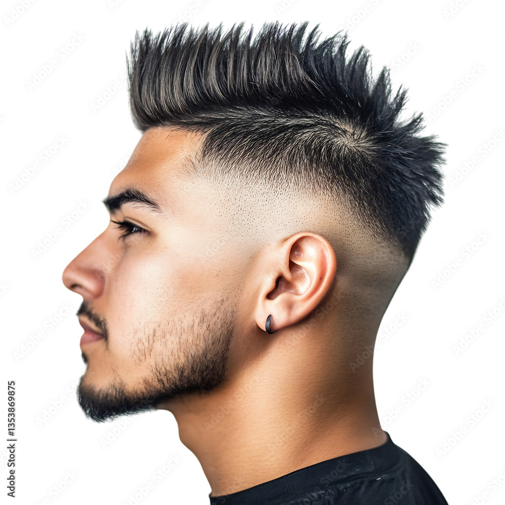 Obraz premium A Man with a Modern Faux Hawk Featuring a Clean Isolated on Transparent Background