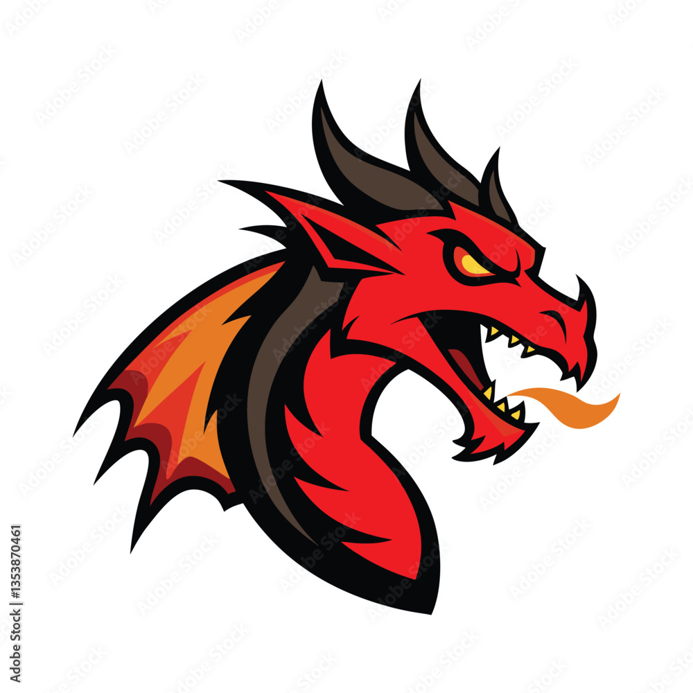 Fototapeta premium red dragon tattoo Mascot logo