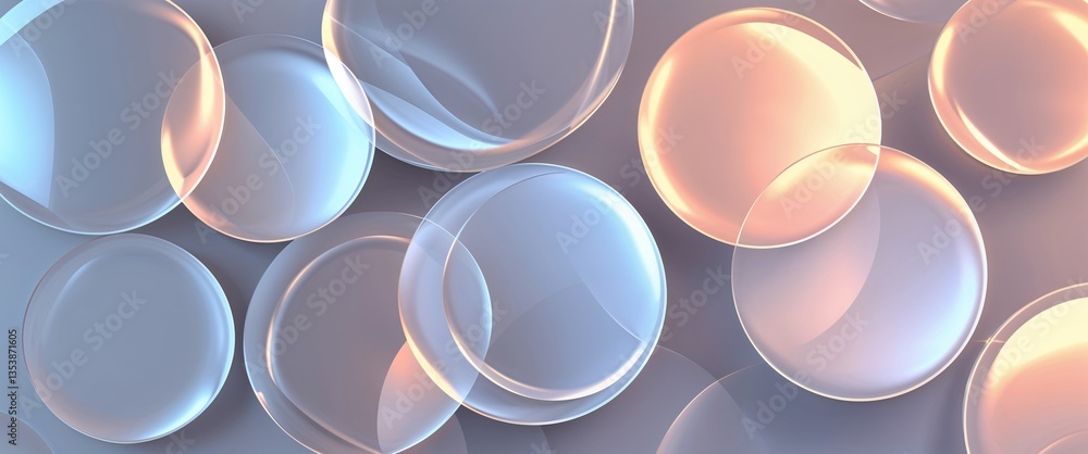 Abstract composition of overlapping translucent circles with subtle light refraction Abstract composition of overlapping translucent circles with subtle light refraction