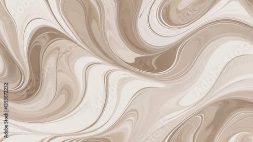 Elegant Fluid Marble Wave Pattern in Neutral Tones with Glossy Finish