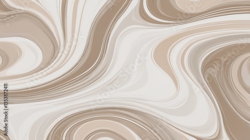 Elegant Fluid Marble Wave Pattern in Neutral Tones with Glossy Finish