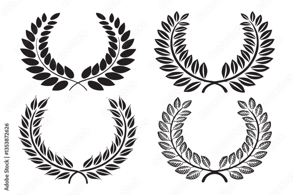 Laurel Wreath Vector Set - Classic Award and Achievement Symbols Laurel Wreath Vector Set - Classic Award and Achievement Symbols