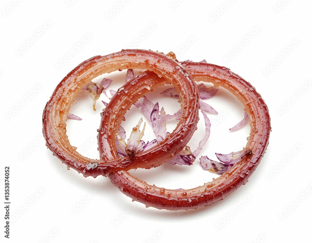 Red Onion Rings Slices Isolated on White Background Food Preparation Red Onion Rings Slices Isolated on White Background Food Preparation