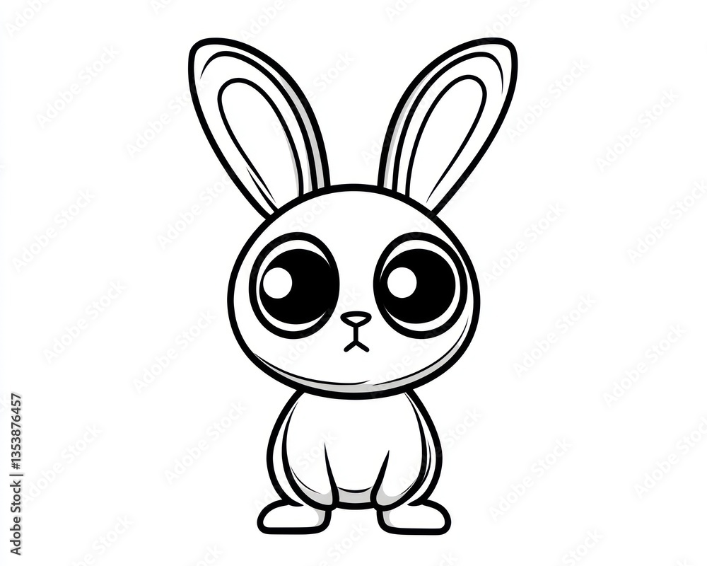 Fototapeta premium Adorable cartoon bunny with large eyes