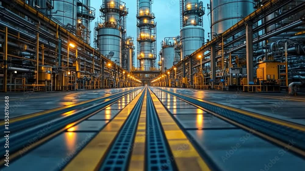 Industrial Infrastructure: An intricate network of towering industrial structures, pipes, and pathways, creating a futuristic landscape of modern engineering and technological prowess. Industrial Infrastructure: An intricate network of towering industrial structures, pipes, and pathways, creating a futuristic landscape of modern engineering and technological prowess.