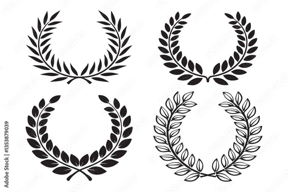 Laurel Wreath Vector Set - Classic Award and Achievement Symbols Laurel Wreath Vector Set - Classic Award and Achievement Symbols