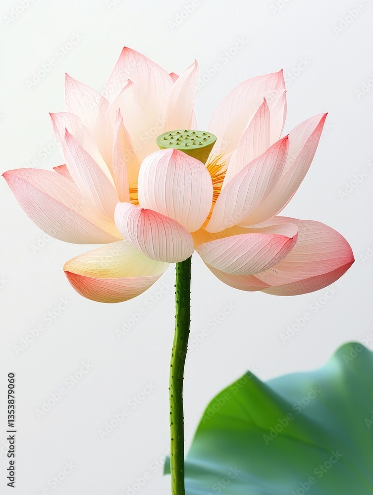 Delicate pink lotus flower blooming with a light background design Delicate pink lotus flower blooming with a light background design