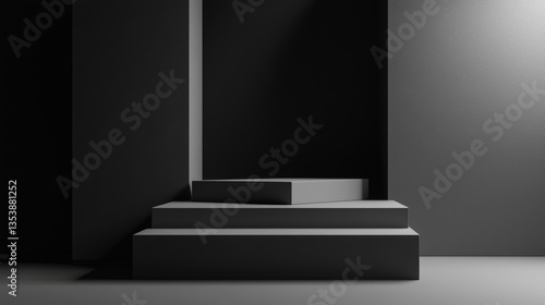 Wallpaper Mural Abstract dark grey steps, product display. Torontodigital.ca