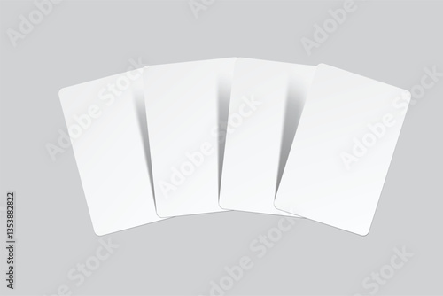 Playing cards mockup. Blank cards deck of poker hand, successful game, bet, casino ads, gambling business, game card or note cards, greeting card, invitation, credit card, business card isolated

