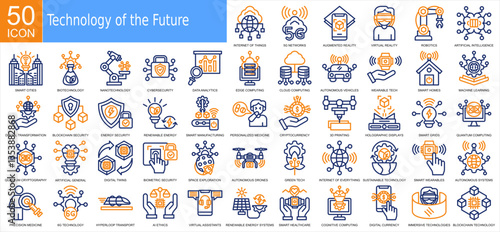 Tecnology of the future. fiill icons collection set. Simple vector illustration	