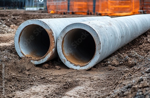 Wallpaper Mural Large Grey Concrete Pipes on Construction Site Torontodigital.ca