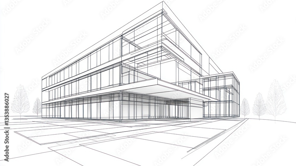 Architectural drawing of a modern office building (1) Architectural drawing of a modern office building (1)