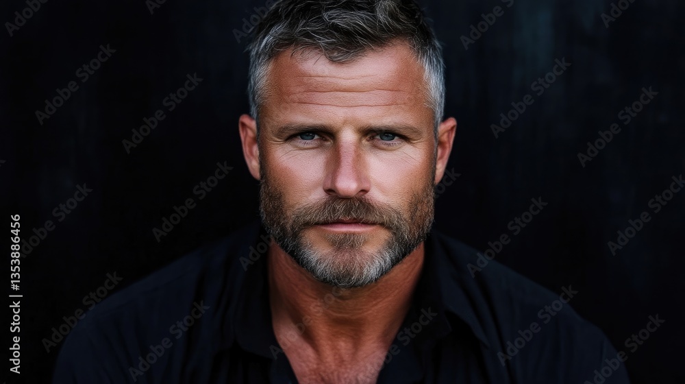Fototapeta premium Close-up portrait of a mature man with a serious expression (4)