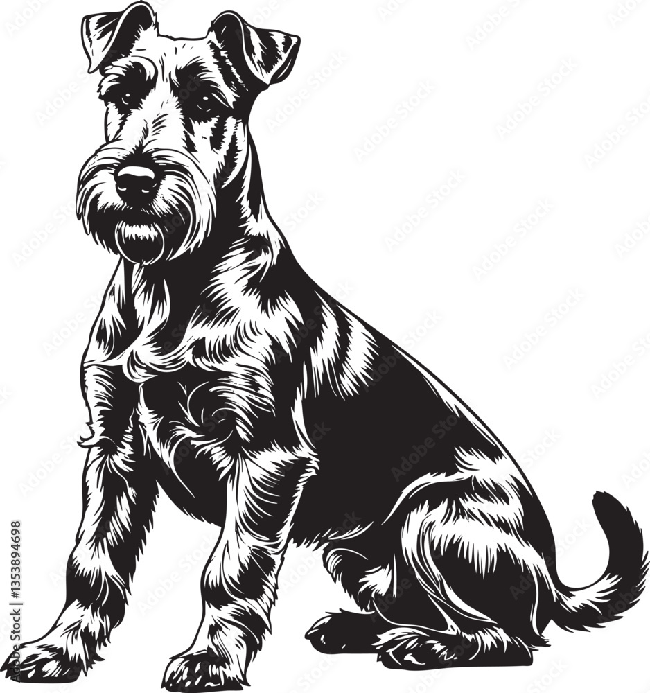 Schnauzer Dog SVG Vector Outline Black and White Illustration Schnauzer Dog SVG Vector Outline Black and White Illustration