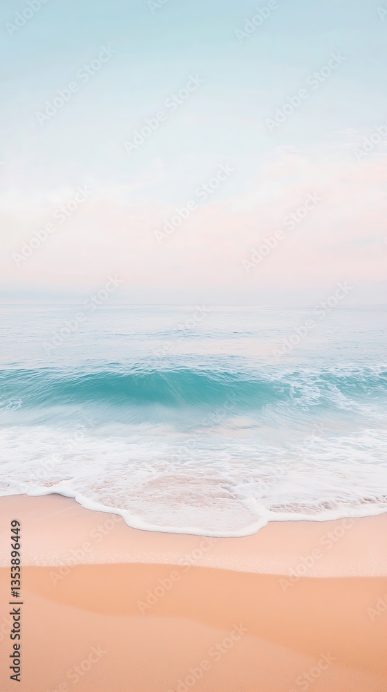 Serene Dawn Beach for Soft Wave, Pastel Sky. Serene Dawn Beach for Soft Wave, Pastel Sky.