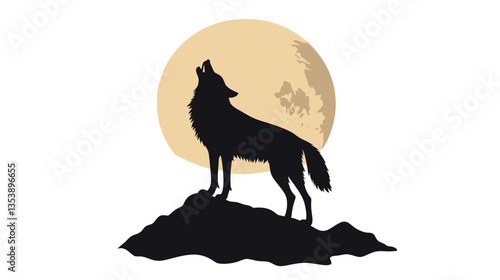 Lone Wolf Howling – Majestic Wild Animal Standing Under Moonlight
