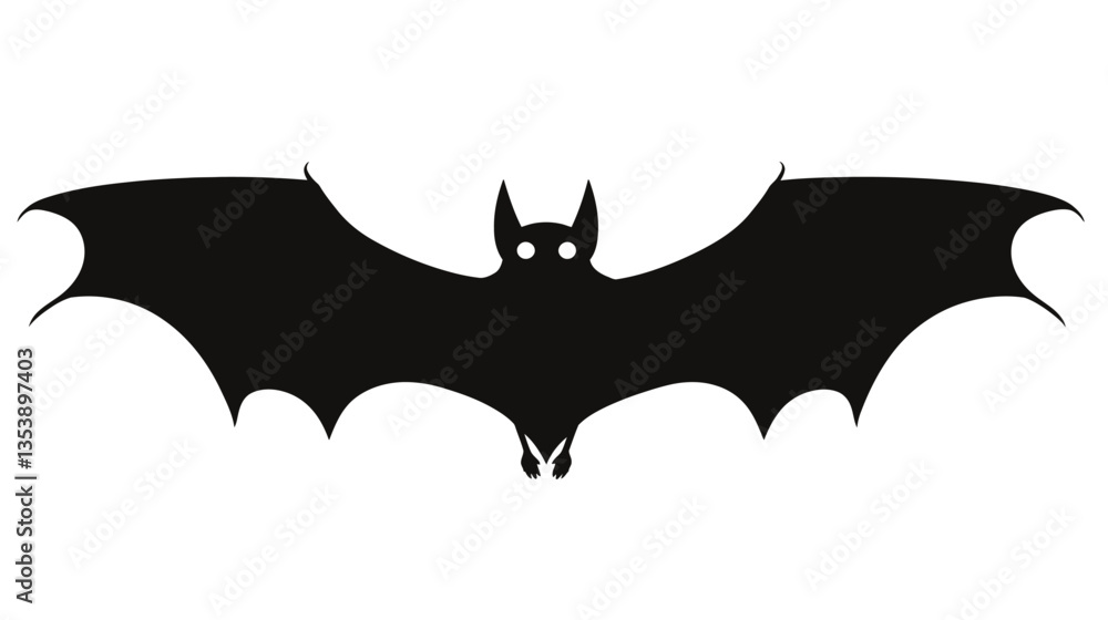 Silhouette of a Bat Flying Silhouette of a Bat Flying