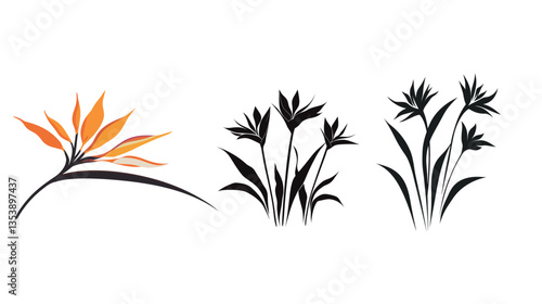 Silhouette of Flower False Bird