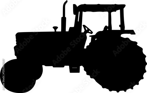 Farm Tractor silhouette vector illustration